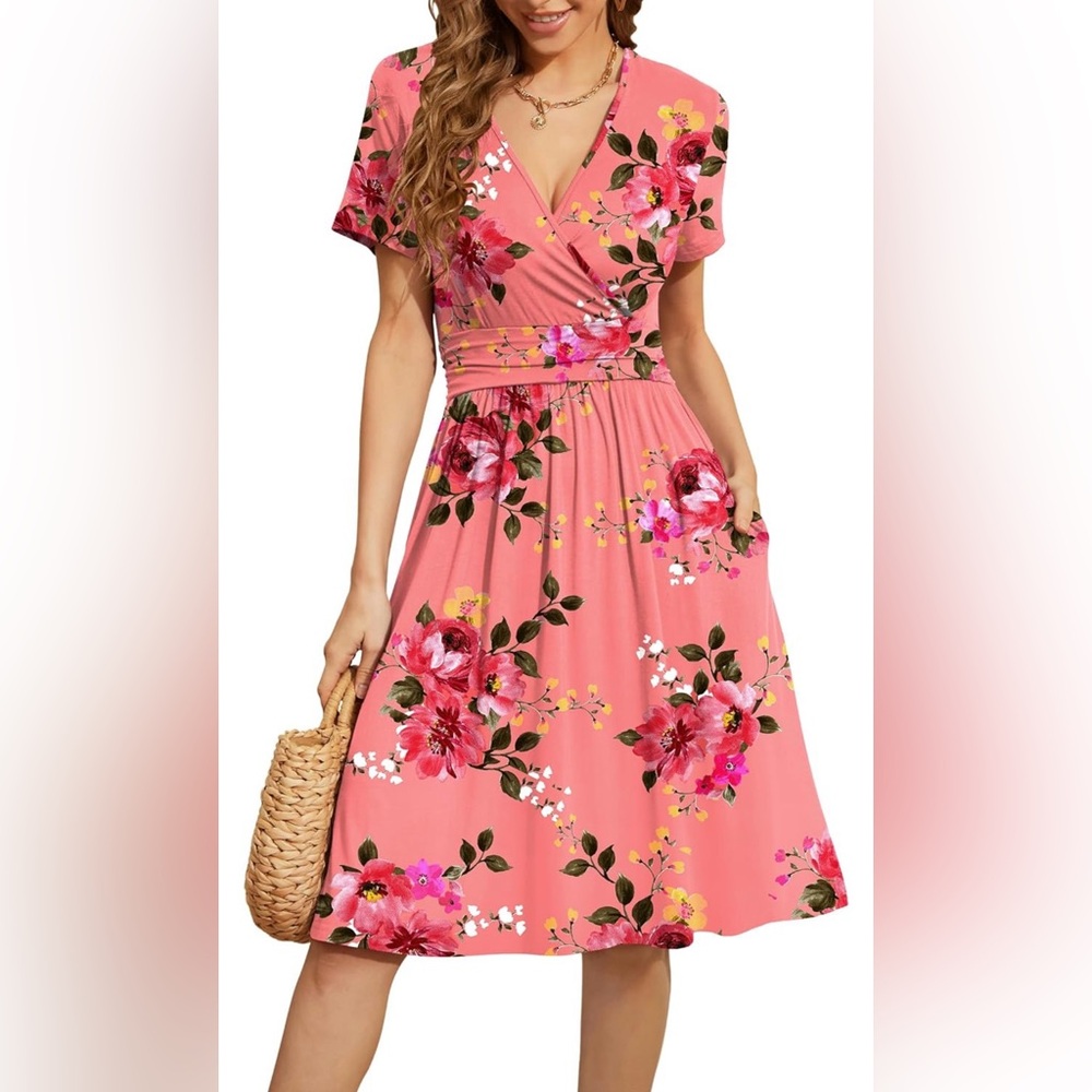 Floral Pink Wrap Dress